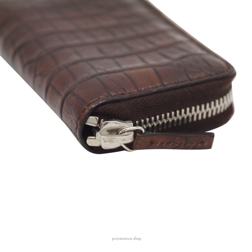 🔴 Gucci Compact Zip Wallet - Chocolate Crocodile Leather - Picture 6 of 9
